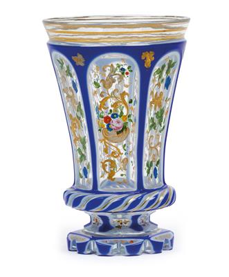 A footed beaker, - Glass and porcelain