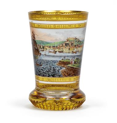 "Veduta della Citta di Trieste", - A veduta cup, - Sklo a Porcelán