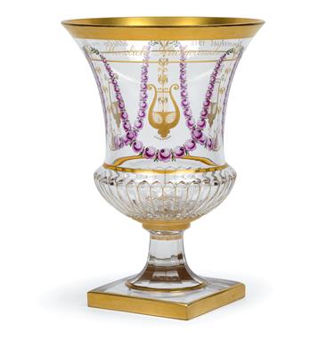 Lobmeyr – A vase "Herzliche Glückwünsche zum Jahreswechsel 1915 Wilhelm von Boschan", - Vetri e porcellane