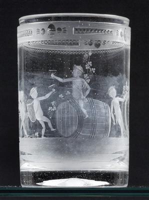 A “Bacchanal of children” beaker, - Vetri e porcellane