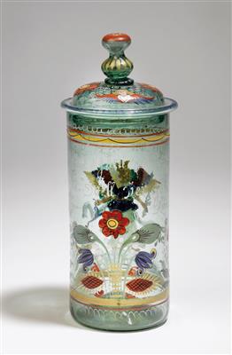 A lidded cup dated 1759, - Sklo a Porcelán