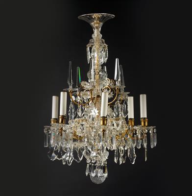 A chandelier and a pair of appliques by Lobmeyr, - Sklo a Porcelán