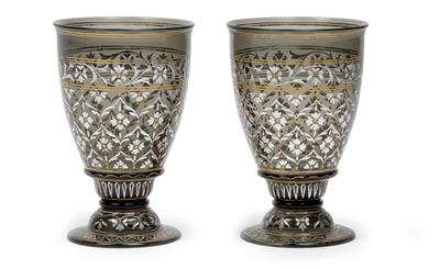 Paar Lobmeyr-Becher aus der "Indischen Serie", - Glas und Porzellan