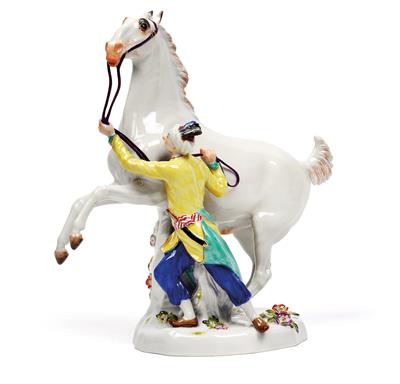 A Turkish man with a horse - horse tamer, - Sklo a Porcelán