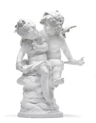 Cupid and Psyche embracing, - Sklo a Porcelán