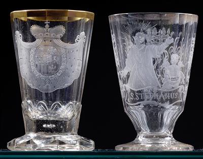 Two Baroque glasses, - Vetri e porcellane