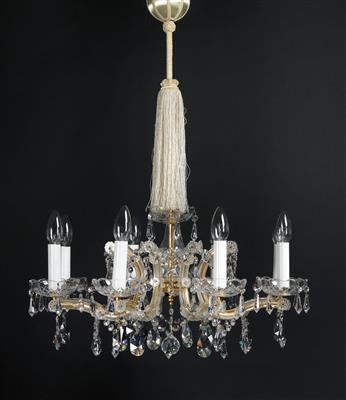 A small chandelier in crown form, - Vetri e porcellane