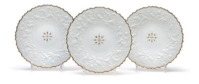 Ornamental dessert plates, - Glass and Porcelain