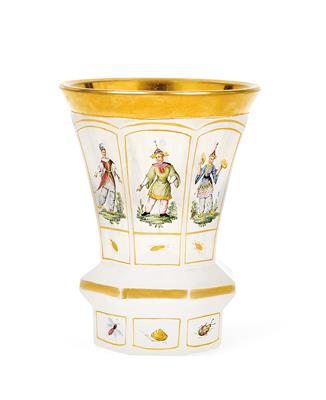 A socle cup decorated with chinoiserie, dated 1845, - Vetri e porcellane