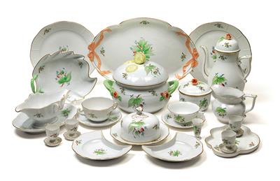 A dinner-, tea-, and coffee service, - Glass and Porcelain
