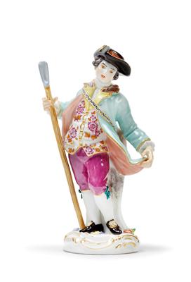 A dancing shepherd with shepherd's staff, - Glass and Porcelain