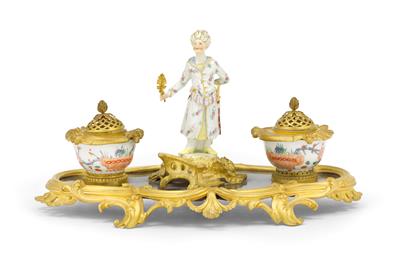 An ink set with gilt bronze mount, - Glass and Porcelain