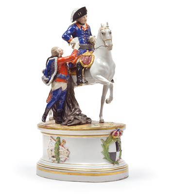 Frederick II King of Prussia (mounted) with General von Zieten, - Glass and Porcelain