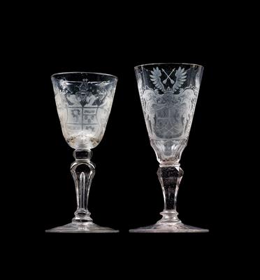 Two Different Armorial Goblets, - Sklo a Porcelán