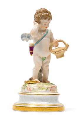Cupid Facing Rejection, Holding His Head in Disappointment, - Glass and Porcelain