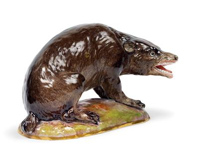 A Badger in Fighting Position, - Sklo a Porcelán