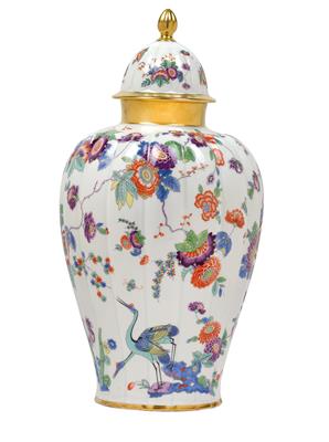 A Covered Vase, - Glass and Porcelain