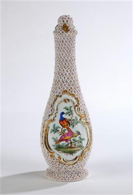 A Covered Vase with Guilder Roses, - Glass and Porcelain