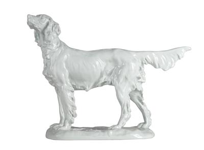 A Figure of a Gordon Setter, - Glass and Porcelain