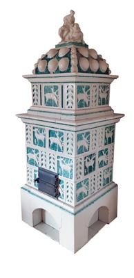 A Tiled Stove with Hunting Motifs, - Vetri e porcellane