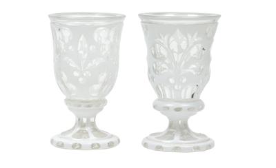 Goblets with White Enamel Overlay, - Glass and Porcelain