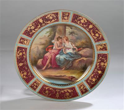 Dekor-Teller "Venus und Gespielin", - Sklo a Porcelán