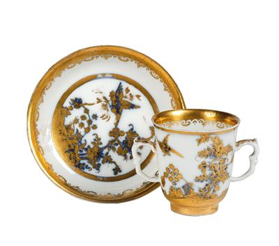 Doppelhenkeltasse, Meissen um 1725/30, - Glas und Porzellan