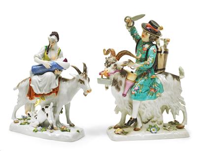 Schneider auf dem Ziegenbock und Schneidersfrau auf der Ziege, - Sklo a Porcelán