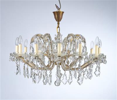 A Glass Chandelier, - Glass and Porcelain