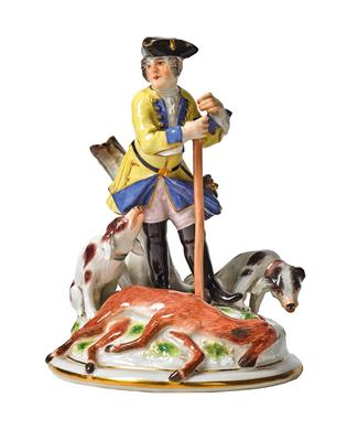 A Hunter with Dead Roe Deer and Two Dogs, - Glass and Porcelain