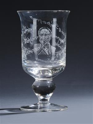 Kammersänger Walter Berry - Commemorative Cup with Portrait and Famous Singing Roles, - Glass and Porcelain