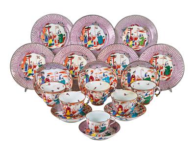 Sammel-Porzellane Tee- und Kaffeetassen mit Untertassen sowie Dessertteller, - Glas und Porzellan