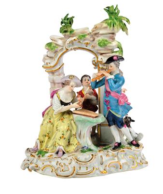 Fröhliche Familie musiziert in der Laube, - Glas und Porzellan - aus dem 18. bis 20. Jahrhundert
