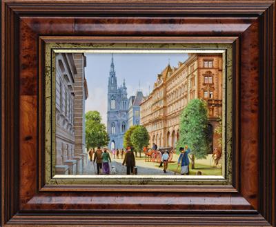 Porzellan-Bild mit Wiener Rathaus, - Vetri e porcellane