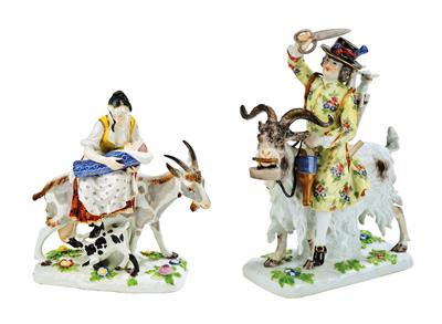 Schneider auf dem Ziegenbock und Schneidersfrau auf der Ziege, - Sklo a Porcelán