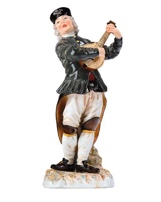 Seltene Bergmannsfigur aus der Folge der Bergmannsfiguren nach Stichen von Christoph Weigel, Nürnberg 1721, - Glas und Porzellan - aus dem 18. bis 20. Jahrhundert