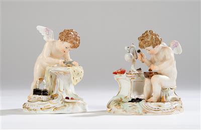 “Cupid as a Tailor” and “Cupid as a Cobbler”, Meissen - Glass and Porcelain