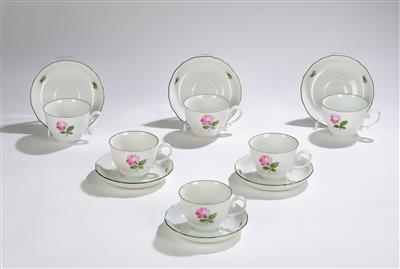 6 Coffee Cups with 6 Saucers Diameter 14 cm, Augarten - Glass and Porcelain