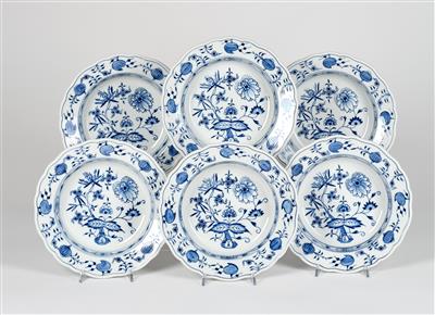 Onion Pattern Soup Plates, Meissen - Sklo a porcelán