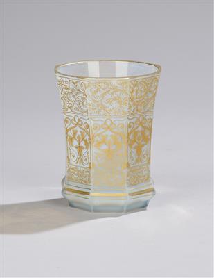 Biedermeier-Becher, Böhmen, - Glass and Porcelain Christmas Auction