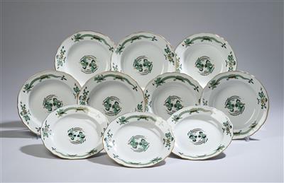 "Grüner Drache" Suppenteller 7 und Vorspeisen- oder Dessertteller 3 Teile, Meißen - Glass and Porcelain