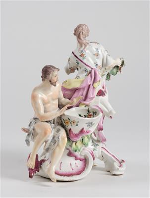 Sehr seltene Gruppe mit Gärtnerin und Schäfer, Wien, - Sklo a porcelán