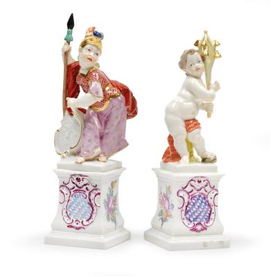 "Minerva" und "Putto mit Schellenbaum", - Glass and Porcelain