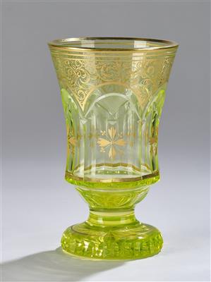 Fußbecher, Böhmen um 1860, - Glass and Porcelain