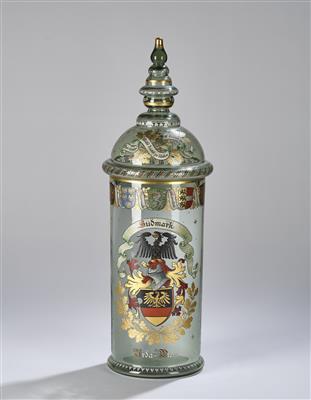 Großer Deckelpokal "Südmark" mit großem Wappen und Widmung "Urda-Preis", Österreich seit 1888, - Sklo a porcelán