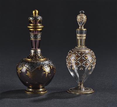 Lobmeyr Miniatur-Flakons mit Stöpseln, 2 verschiedene Teile, Wien - Glas & Porzellan
