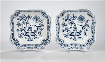Meißen Zwiebelmuster 2 quadratische Schüsseln, 1860-1880 - Vetri e porcellane