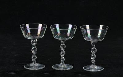 Trinkgläser mit "Fluoreszenz", Italien um 1960, - Glas & Porzellan