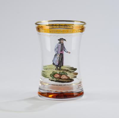 Becher mit Priester, - Glass & Porcelain