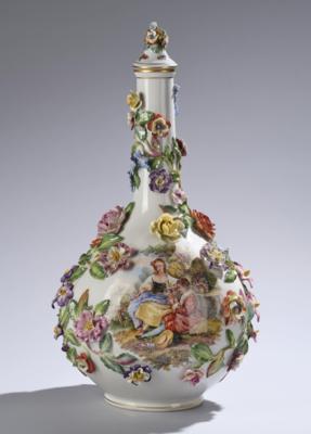 Flaschenvase mit Deckel, Dresden, - Glas und Porzellan
